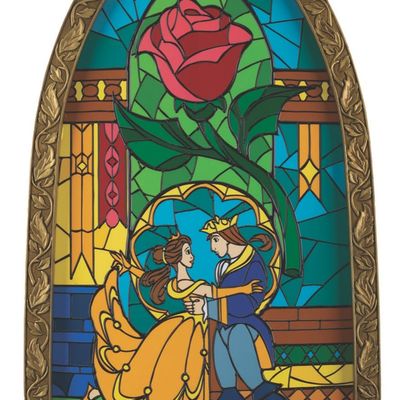 A "Beauty and the Beast" Stained Glass Window.