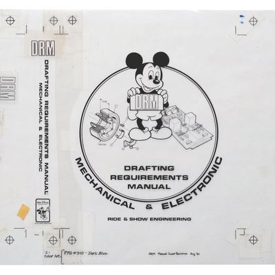 A "Drafting Requirements Manual" Cover Printing Layout Sheet.