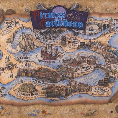 A Dave Avanzino Pirates of the Caribbean Treasure Map Shadowbox.