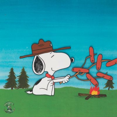 A Snoopy Production Cel & Drawing with Lee Mendelson Signature.