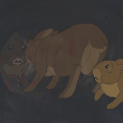 "Watership Down" Original Production Cels and Matching Background.