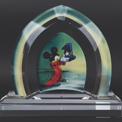 A Mickey Sorcerer's Apprentice Painted Glass Sculpture.