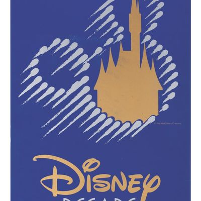 A Walt Disney World Disney Decade Sign.