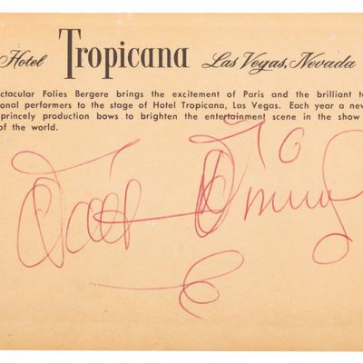 A Walt Disney Signed Hotel Tropicana Postcard.