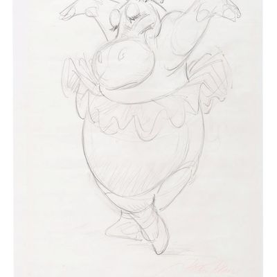 A "Fantasia" Hyacinth Hippo Drawing by Preston Blair.