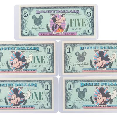 The First Disneyland 1987 Series A $1 and $5 Bills