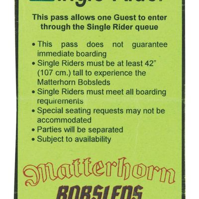 A Mattherhorn Bobsleds Single Rider Pass.