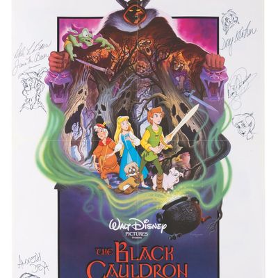 A Multi-Signed "The Black Cauldron" Poster with Sketches.