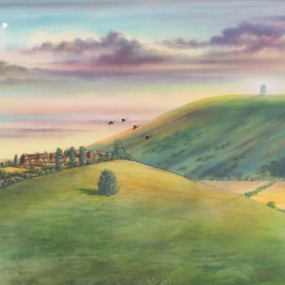 A "Watership Down" Original Large Format Opening Title Production Cel and Background.
