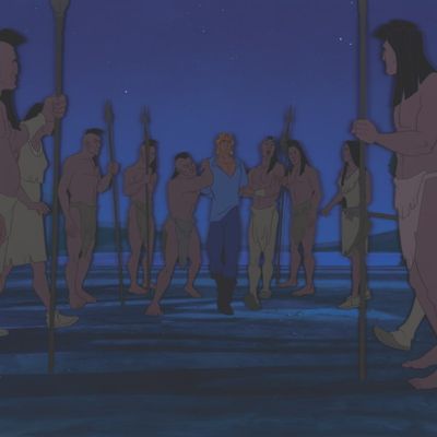 A "Pocahontas" Original Background with Recreated Cel.