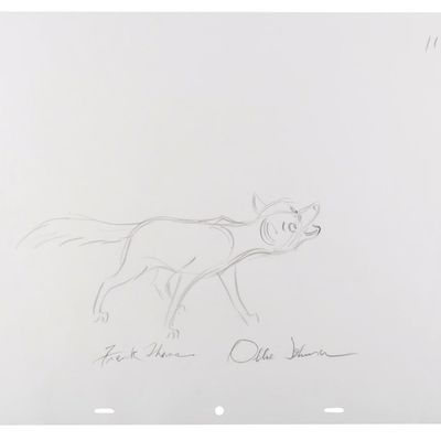 A Frank & Ollie Signed "The Fox and the Hound" Production Drawing.