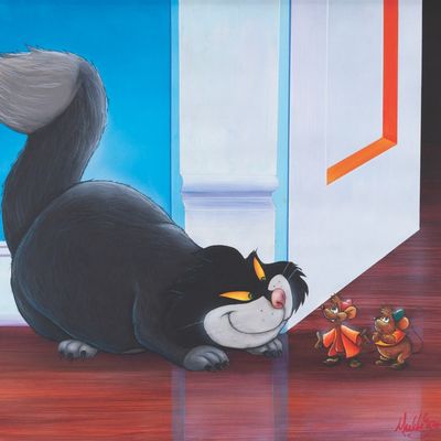 A "Cinderella" Lucifer, Jaq, and Gus Original Painting.