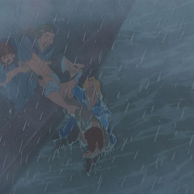 A "Pocahontas" Original Background with Recreated Cel.