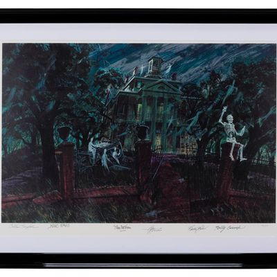 A Multi-Signed Haunted Mansion Print by Collin Campbell.
