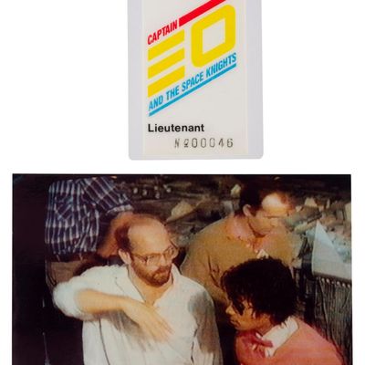A Captain EO Crew Badge and Behind-the-Scene Photo.