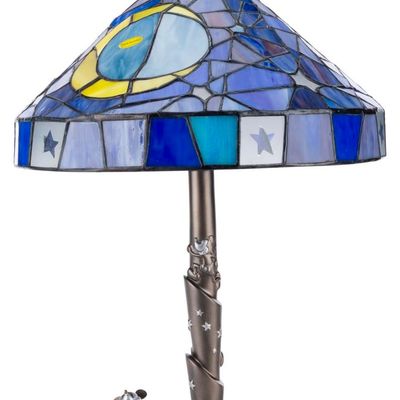 A 75th Anniversary Mickey & Minnie Stained Glass Lamp.