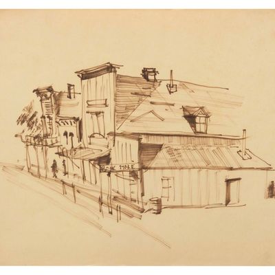A Disneyland "Frontiertown" Original Concept Drawing by Bill Martin.