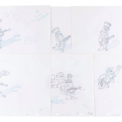 A Collection of Flintstones "Fruity Pebbles" Production Drawings.