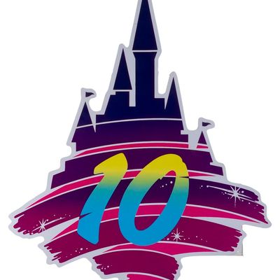 A Tokyo Disneyland 10th Anniversary Sign.