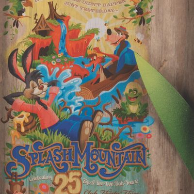 A Club 33 Splash Mountain 25th Anniversary Print and Leaf Prop.