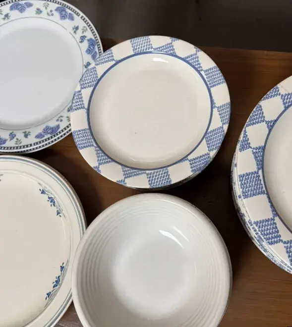 Cute Blue Checker Dishes