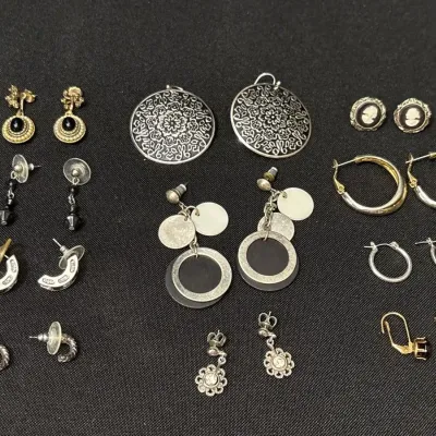 Earrings - 11 Pair, Avon Fleur De Lis, Cameo, Hoops, Dangle, Beaded, Floral, Geometric