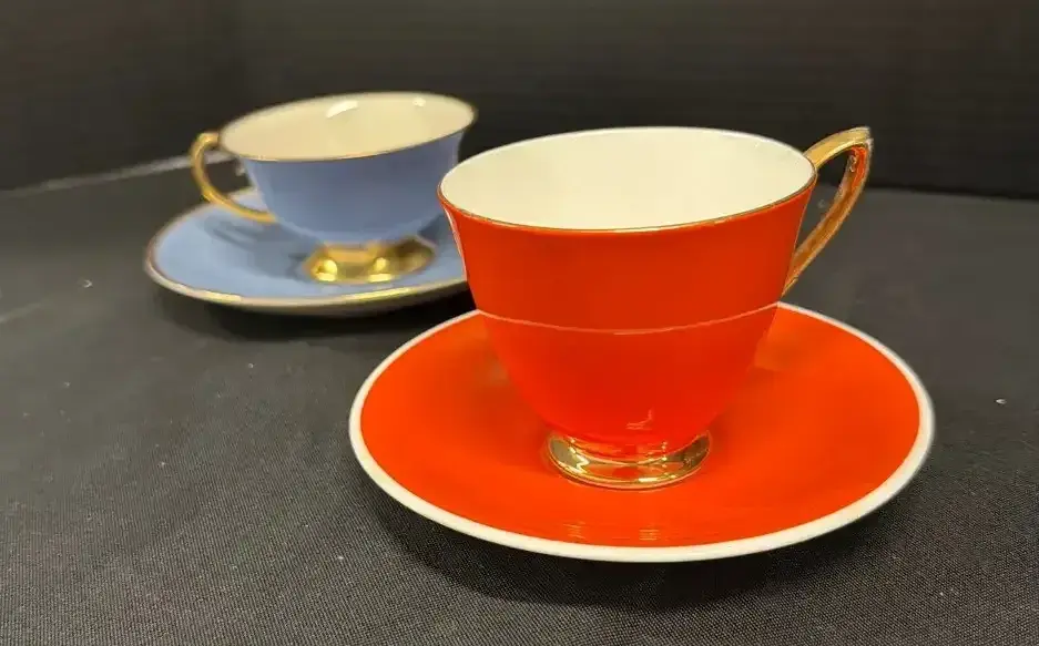Vintage Teacup Sauce - Royal Albert Gaiety Orange & Flintridge Blue Gold Trim