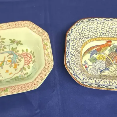 Vintage Bird Dishes - William Adams & Sons, Chinese Bird Pattern, Adams Calyx Ware Singapore Bird