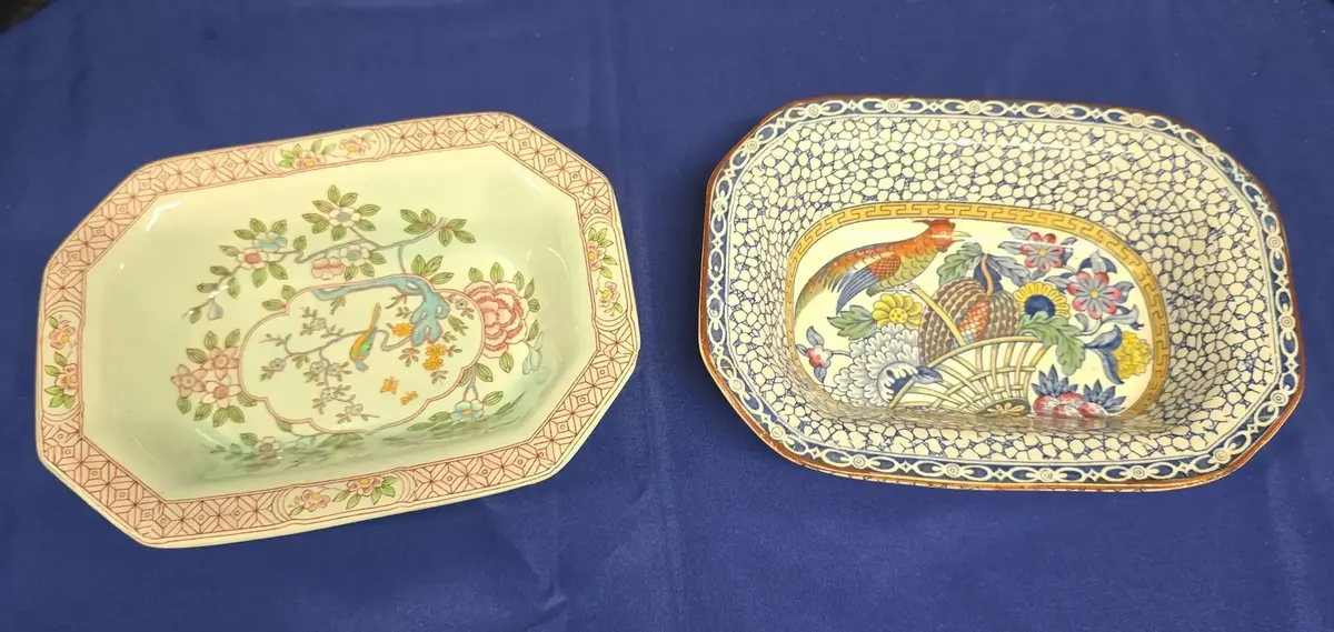 Vintage Bird Dishes - William Adams & Sons, Chinese Bird Pattern, Adams Calyx Ware Singapore Bird