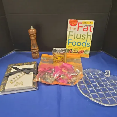 Home Goods - Princess House Grinder, Food Book, Journal Notepad, Coin Can, Flower Decor, Platter