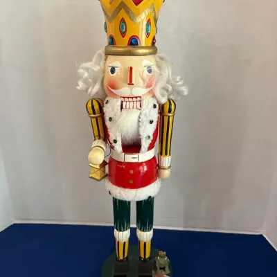 Vintage 1998 Bombay Co King & Frog Prince Wooden Christmas Nutcracker - 20" Large