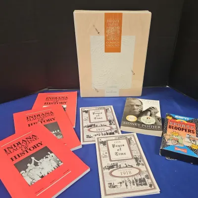 Vintage Office - Books, Cassettes, ESPN Video Tape, indiana Magazine, Pages of Time, Common Ground