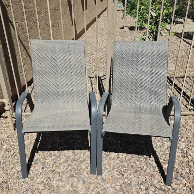 2 Dark Grey Sling Back Patio Chairs