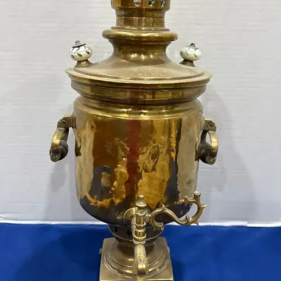 Antique 1900s Imperial Russian Brass Samovar - Tea Urn, M. Zubova Tula
