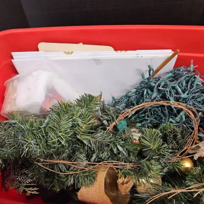 Holiday Storage Bin Tote 30 GAL With Lighted Garland, Extra Clear Lights, Decorations, Boxes