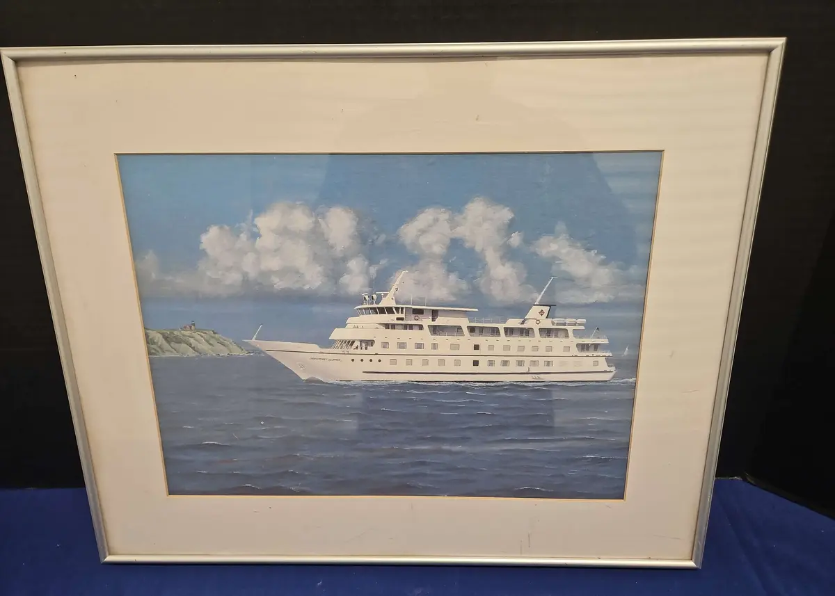 Maritime Lithograph Print - Jim Clary, Newport Clipper Cruise Ship, Lighthouse, Seaside Art