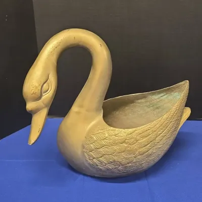 Vintage Brass Swan Planter