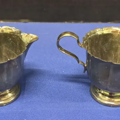 Vintage Silver-Plated Open Sugar Bowl & Creamer Set
