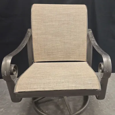 Tropitone Bronze Swivel Rocker Arm Chair With Beige Sling Back