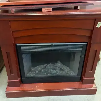 Twin-Star Electric Fireplace - Warm Cherry / Mahogany Wood Mantel, Digital Heater