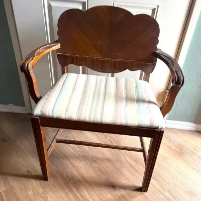 Vintage Art Deco Waterfall Vanity Chair - Armchair, Chevron