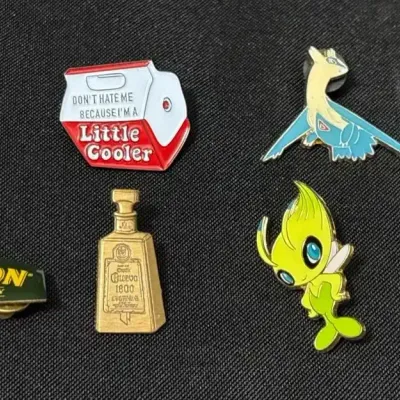 6 Enamel Pins - Pokemon Celebi & Latios, Jameson, Jose Cuervo, Red Cooler
