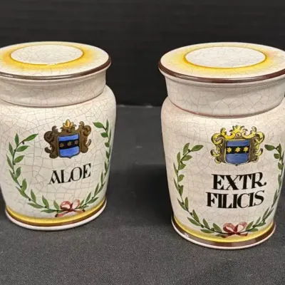 Vintage Anton Herr Keramik Germany Apothecary Jars - AH Ceramic Herb Pot Set