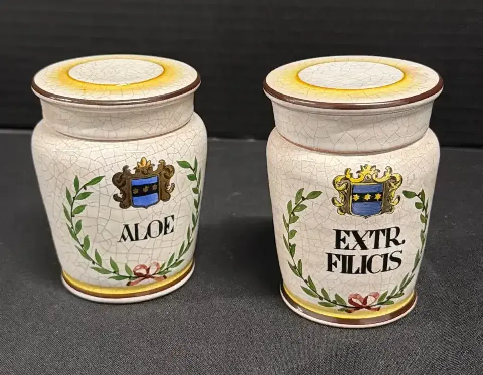 Vintage Anton Herr Keramik Germany Apothecary Jars - AH Ceramic Herb Pot Set