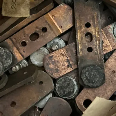 Industrial Precious Metals Contact Points & Tips - Copper or Brass Backing Plates, Recycled, 30 Lbs