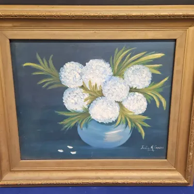 Framed Oil Canvas Floral Painting Signed By Julie M Crudo