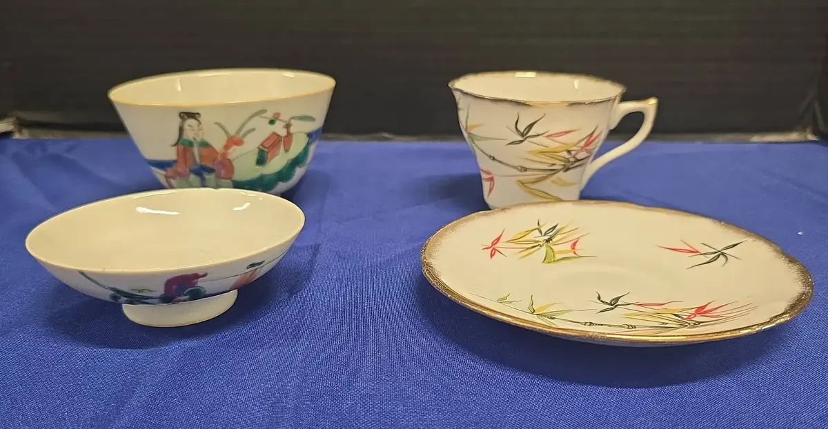 Antique Chinese China - Ladies Bowl & Footed Saucer, Royal Imperial Finest Bone Tea Cup & Saucer