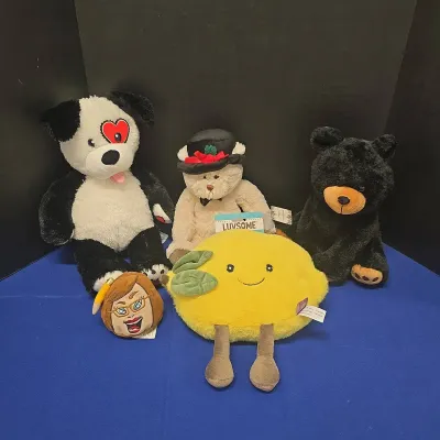Plushies - Build A Bear, 2023 Christmas Bear, Luvsome Lemon Squeeking Dog Toy, Silly Slammers
