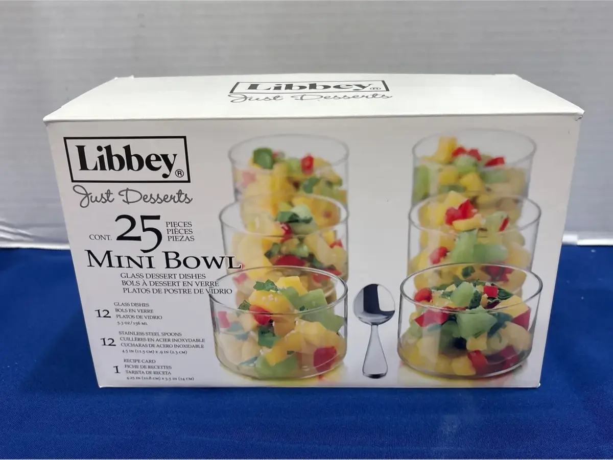Libbey Just Desserts - Mini Bowl Glass Dishes + Stainless Steel Spoons + Recipe Cards