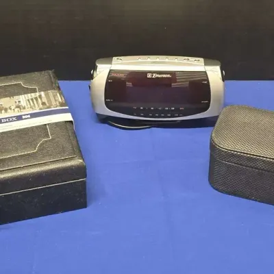 Men's Vintage - Emerson Dual Alarm Clock, Accessories Box Black Leather Cover & Travel Grooming Kit